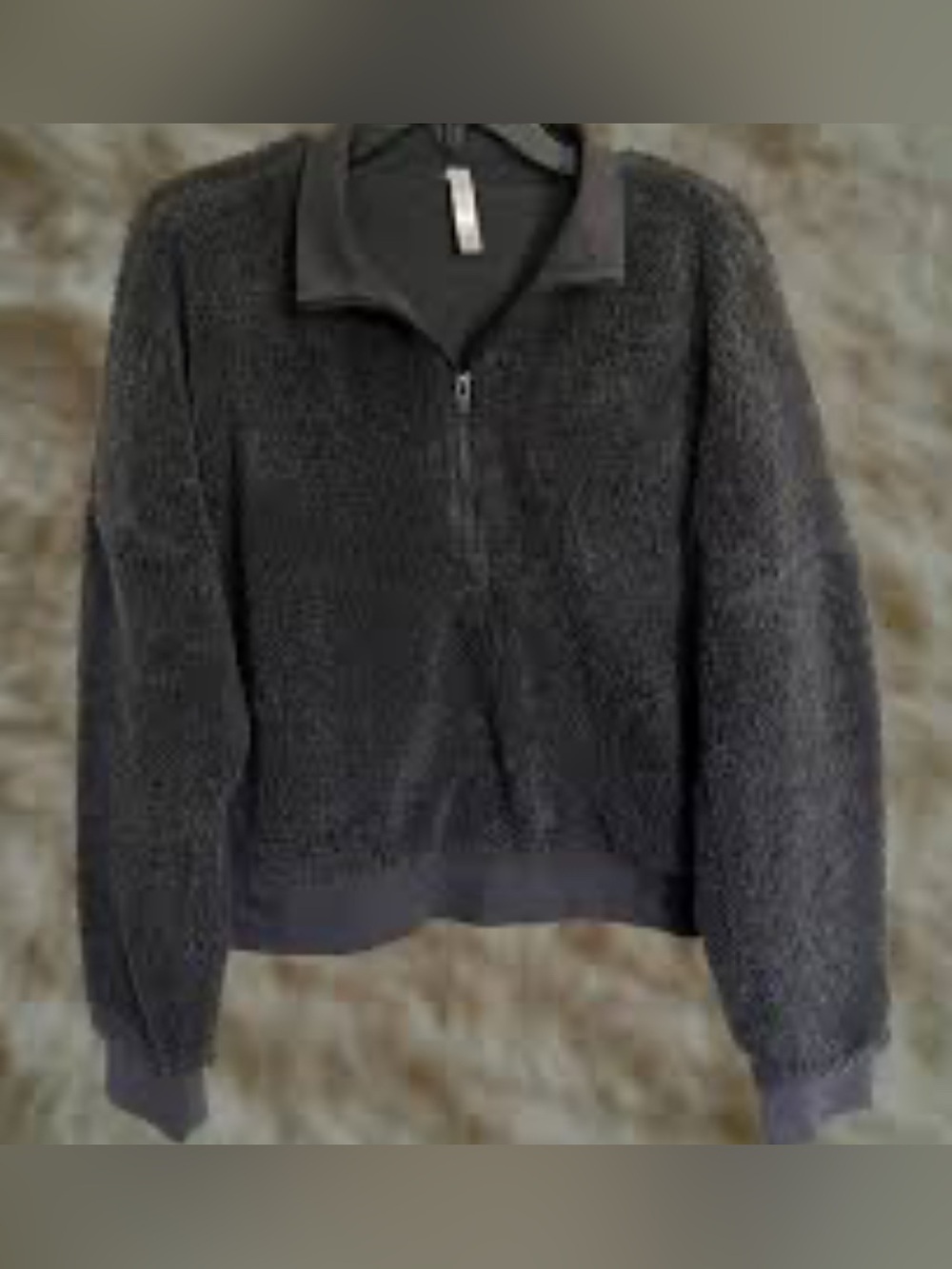 Fabletics Charcoal Gray Zip-Up Sherpa Pullover